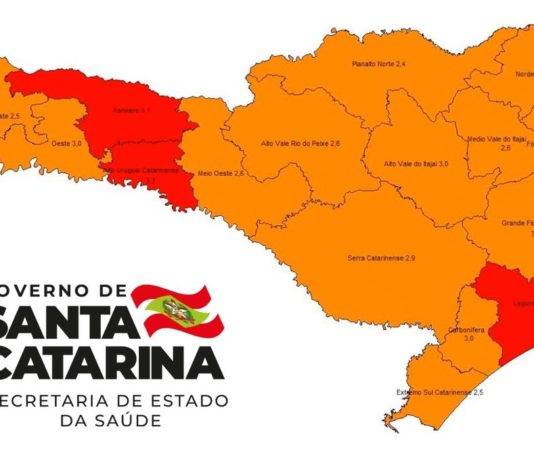 Grande Florianópolis e região de Itajaí saem do risco gravíssimo para Covid-19; outras 12 seguem no vermelho.