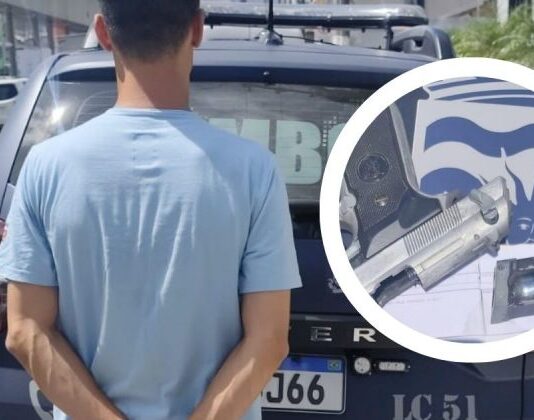 Criminoso com extensa ficha é flagrado rondando escola com arma falsa em Balneário Camboriú