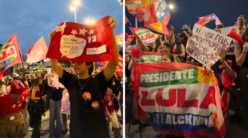 Ato em apoio à reeleição de Lula reúne manifestantes e lideranças políticas no Centro de Joinville