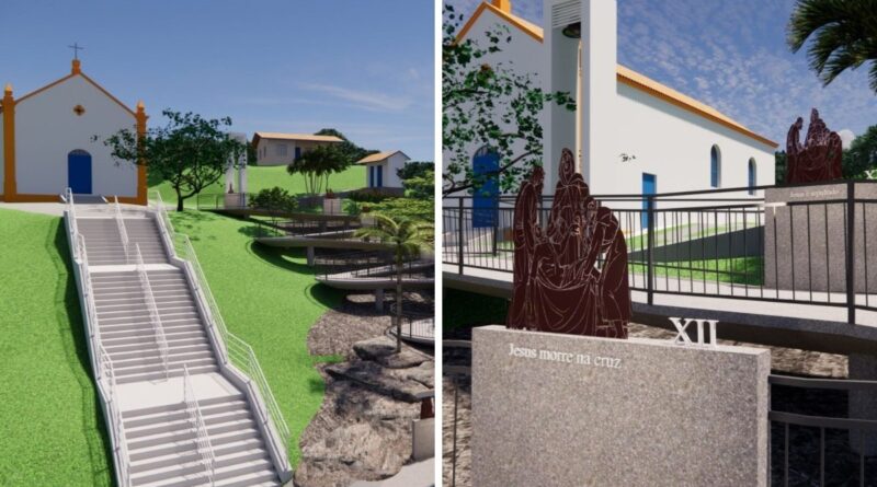 Capelinha histórica no alto de um morro em Balneário Camboriú terá rampa acessível de 370 m² com Via-Sacra: ‘caminho de fé’