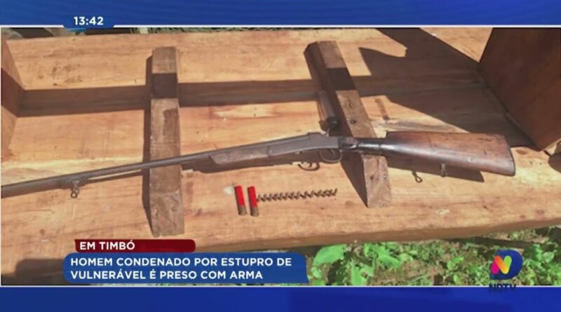 Em Timbó: homem condenado por estupro de vulnerável é preso com arma