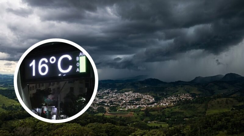 Massa de ar frio derruba temperaturas em 2 regiões, com mínimas de 16°C, enquanto chuva de mais de 60 mm ameaça outras áreas do Brasil