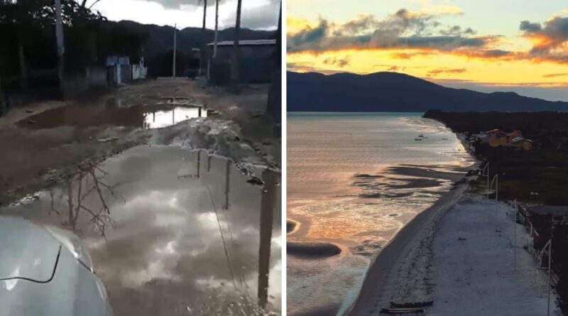 Moradores denunciam ruas esburacadas em praia paradisíaca após obras de saneamento; prefeitura de SC explica motivo
