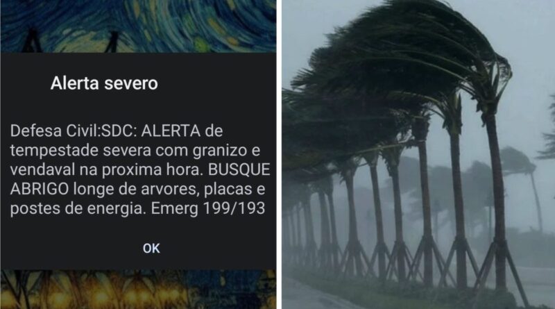 Moradores recebem aviso de emergência para buscar abrigo imediato com chegada de tempestade severa e vendaval em Florianópolis